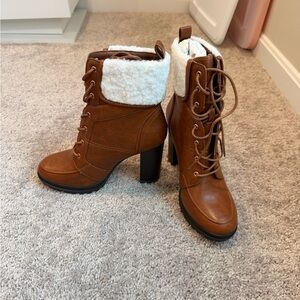 Brown Lace-Up Ankle Boots